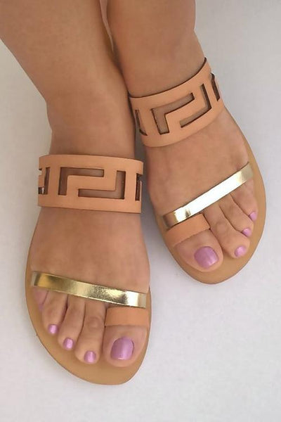 Open Toe Flat Sandals - girlyrose.com