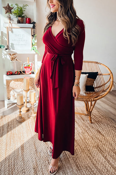 Solid Wrap Maxi Dress