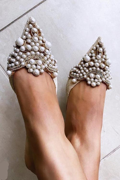 Pearl Lace High Heel Mules