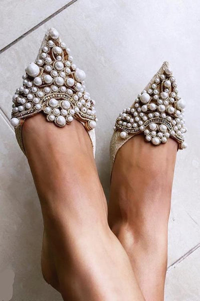 Pearl Lace High Heel Mules - girlyrose.com