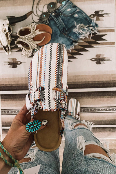 Fringed Serape Slip-on Slipper