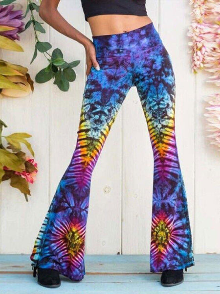 Elastic printed slim pants