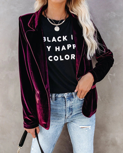 Chic plain slim plain velvet coat