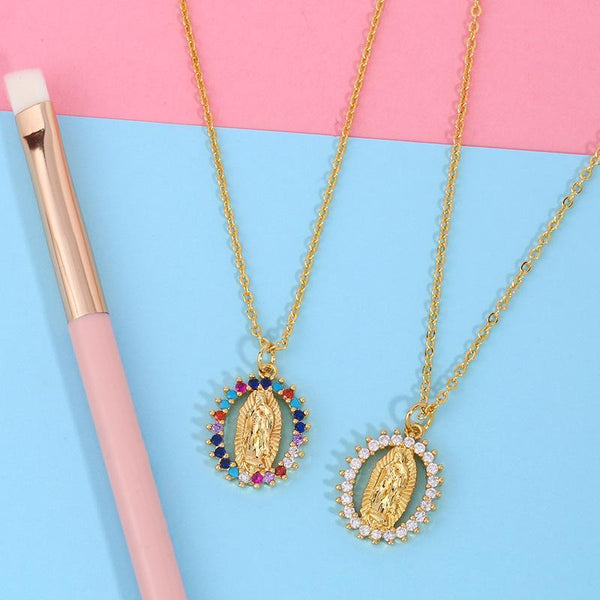 Virgin Mary geometric Pendant Necklace