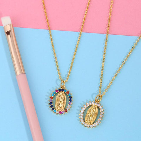 Virgin Mary geometric Pendant Necklace