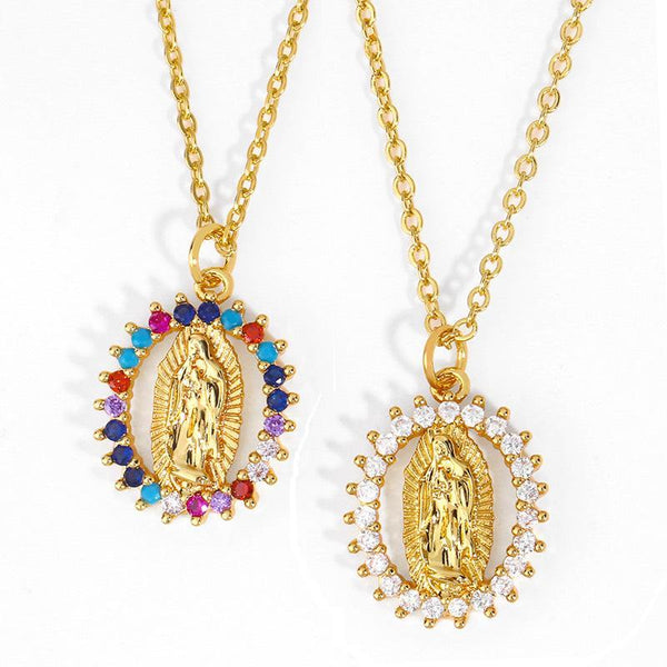 Virgin Mary geometric Pendant Necklace