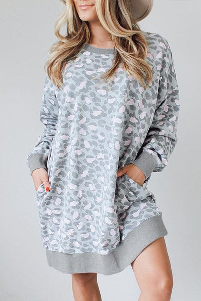 Leopard Print Hoodie Mini Dress