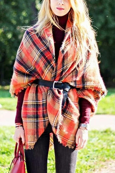 Plaid Shawl Scarf - girlyrose.com