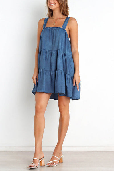 Denim Babydoll Tank Mini Dress