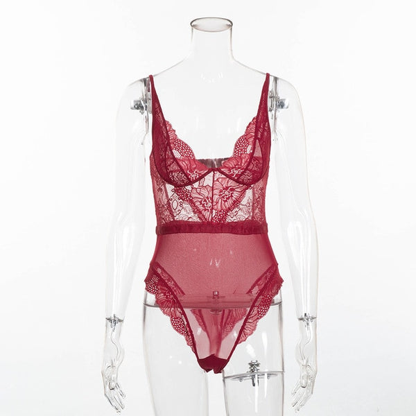 Colors Mesh Sheer Lace Bodysuit - girlyrose.com