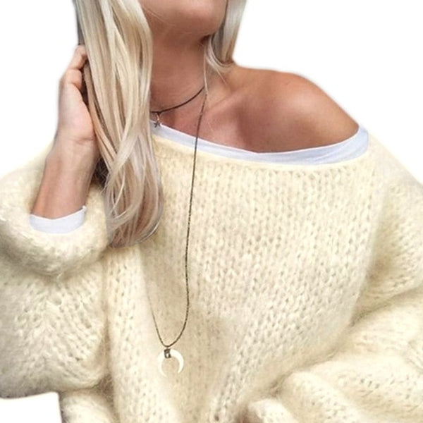 Long Sleeve Sweater Fluffy Knit Loose Jumper Tops - girlyrose.com