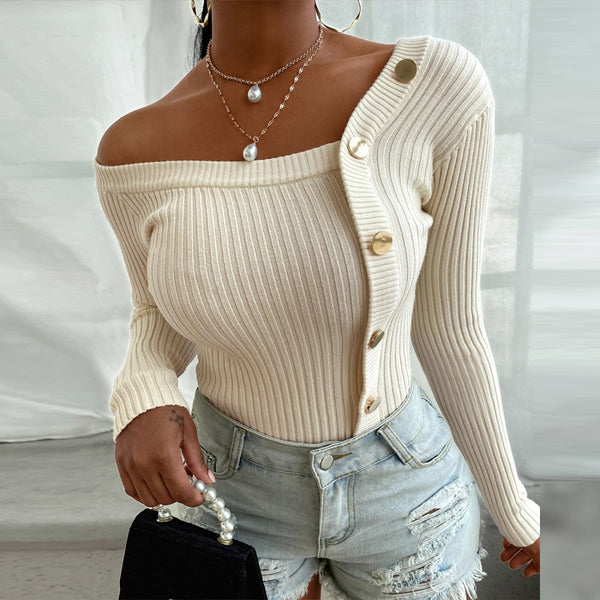 Women Long Sleeve Sweater Top - girlyrose.com