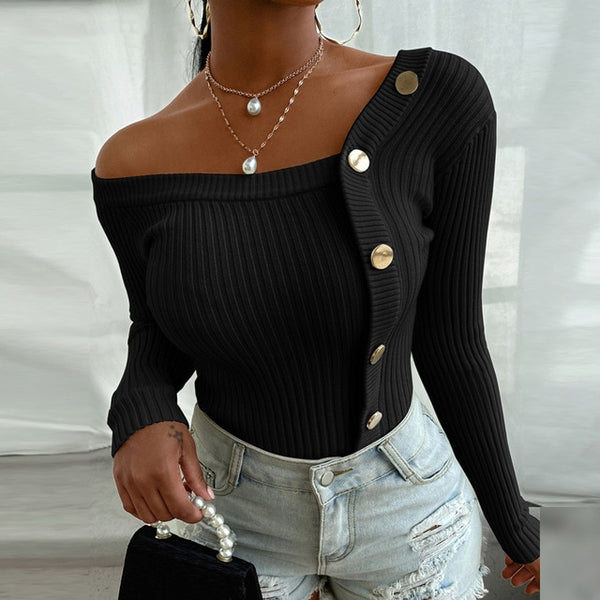 Women Long Sleeve Sweater Top - girlyrose.com