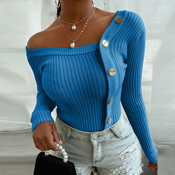 Women Long Sleeve Sweater Top - girlyrose.com