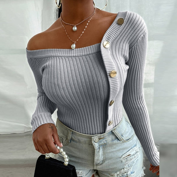 Women Long Sleeve Sweater Top - girlyrose.com