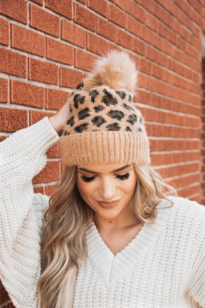 Leopard Knit Beanie