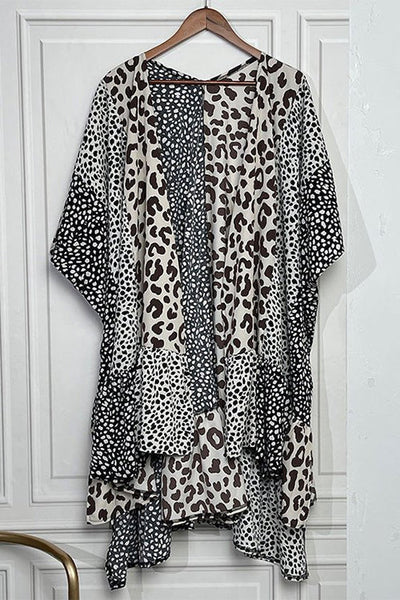 Mixed Animal Print Long Kimono