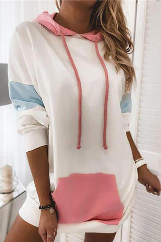 Color Block Drawstring Hoodie