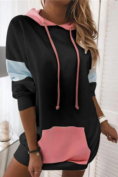 Color Block Drawstring Hoodie