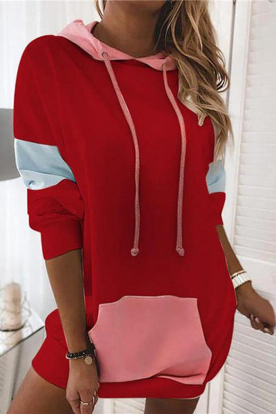 Color Block Drawstring Hoodie